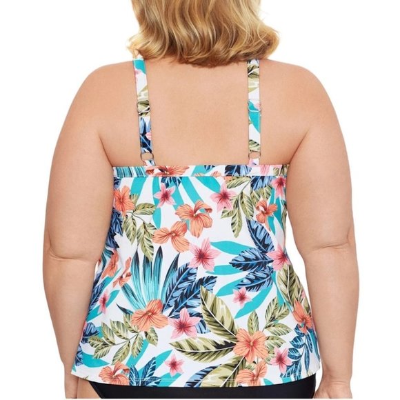 Swim Solutions Floral Print Montego Bay Underwire Tankini Top - Picture 3 of 9